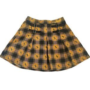 Harry Potter Hufflepuff Pleated Plaid S Mini Skirt Preppy Clueless Academia